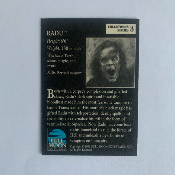 1991 Full Moon Card Collector’s Series Subspecies - Picture 8 of 12